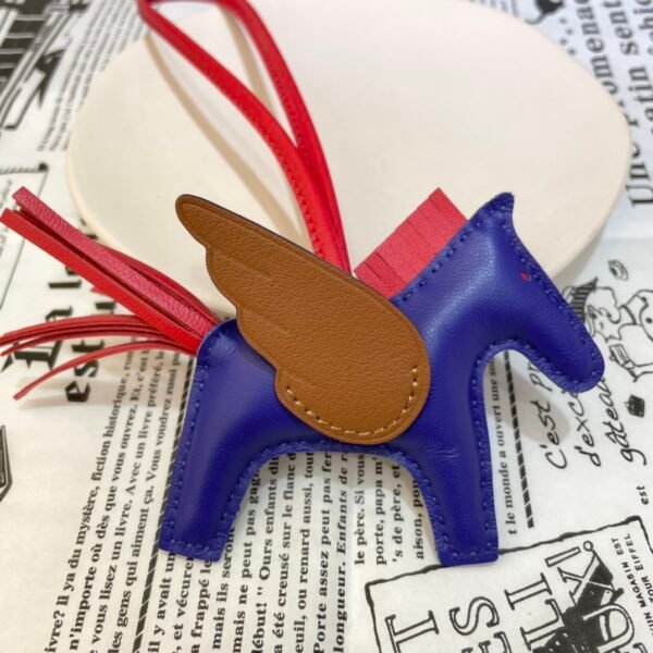 Full Handmade 187 Factory Blue Electric / Gold Lambskin No.11 Rodeo Pegase Charm