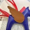 Full Handmade 187 Factory Blue Electric / Gold Lambskin No.11 Rodeo Pegase Charm
