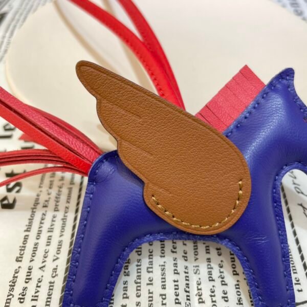 Full Handmade 187 Factory Blue Electric / Gold Lambskin No.11 Rodeo Pegase Charm