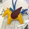 187 Factory Moutarde / Bourgogne Lambskin Rodeo Pegase Charm No.5