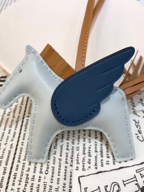UK London 187 Factory Rodeo Pegase Charm No.2 Lambskin Blue Brume / Vert Bosphore