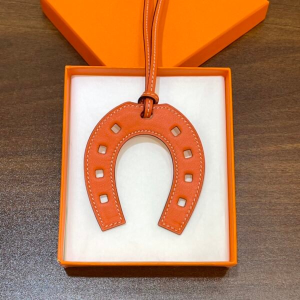 187 Factory Bag Charm Images Feu Orange Swift Leather Paddock Horseshoe Charm