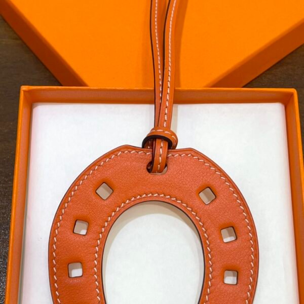 187 Factory Bag Charm Images Feu Orange Swift Leather Paddock Horseshoe Charm