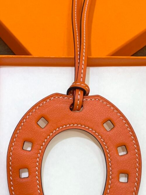 187 Factory Bag Charm Images Feu Orange Swift Leather Paddock Horseshoe Charm