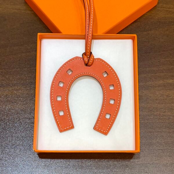 187 Factory Bag Charm Images Feu Orange Swift Leather Paddock Horseshoe Charm