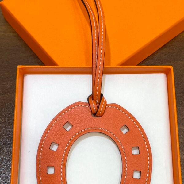 187 Factory Bag Charm Images Feu Orange Swift Leather Paddock Horseshoe Charm