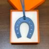 Korea Seoul 187 Factory Blue Azteque Swift Leather Paddock Horseshoe Charm