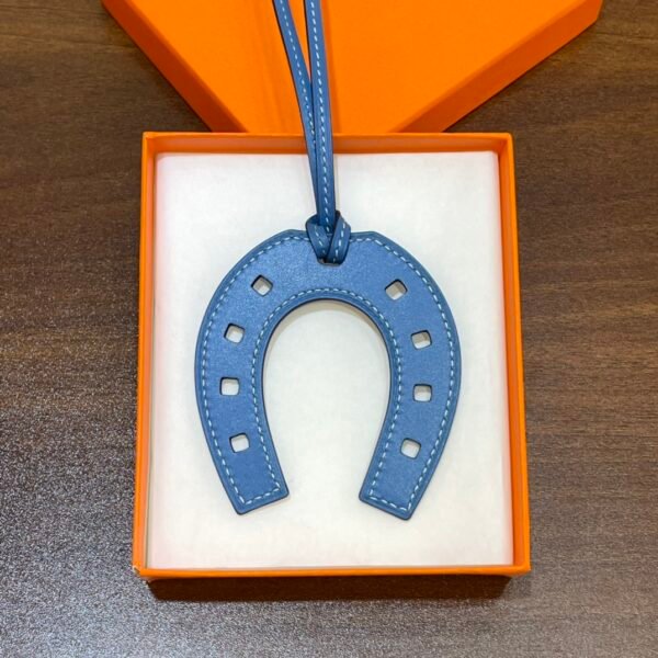 Korea Seoul 187 Factory Blue Azteque Swift Leather Paddock Horseshoe Charm