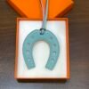 Full Handmade 187 Factory Paddock Horseshoe Charm Swift Leather Pink / Blue Atoll