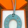 Full Handmade 187 Factory Paddock Horseshoe Charm Swift Leather Pink / Blue Atoll
