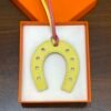 187 Factory Paddock Horseshoe Bag Charm Swift Leather Rose Lipstick / Lime No.863