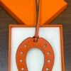 Full Handmade 187 Factory Feu Orange / Etoupe Swift Leather No.876 Paddock Horseshoe Charm