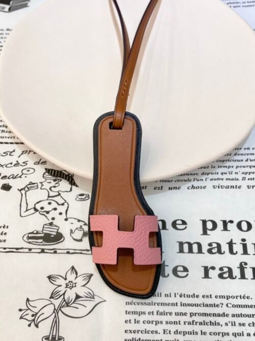 187 Factory Bag Charm Images Rose Confetti Epsom & Swift Leather Oran Nano Charm