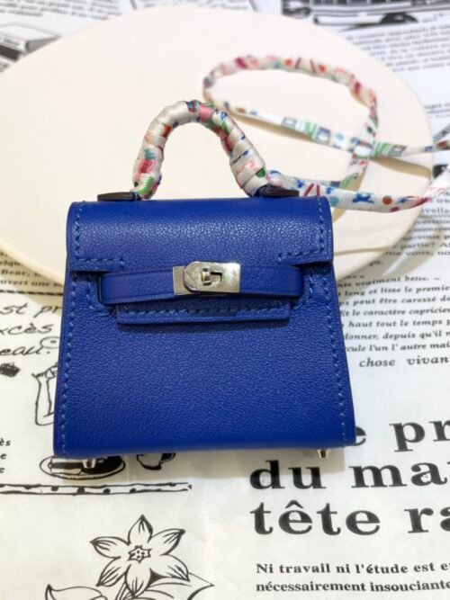 Singapore Kuala Lumpur 187 Factory Kelly Twilly Charm Tadelakt Leather Blue Electric Silver Hardware