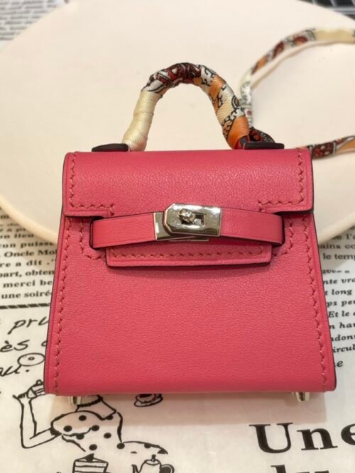 Australia Sydney 187 Factory Kelly Twilly Charm Rose Lipstick Tadelakt Leather Silver Hardware