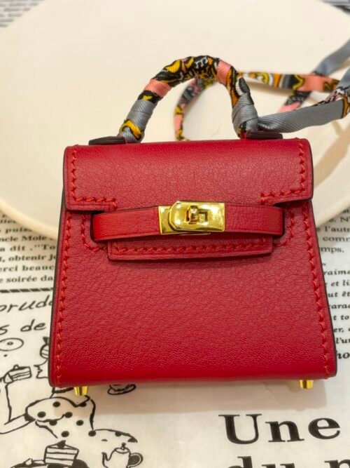 Taiwan 187 Factory Rouge Casaque Tadelakt Leather Kelly Twilly Charm Gold Hardware