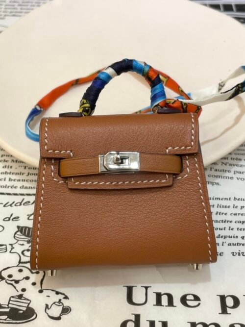Full Handmade 187 Factory 37 Gold Tadelakt Leather Kelly Twilly Charm Silver Hardware