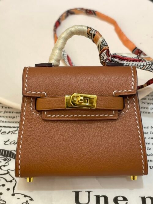 187 Factory Kelly Twilly Charm Price 37 Gold Tadelakt Leather Silver Hardware