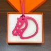 New Herms Rose Shocking Swift Leather Paddock Cheval Charm