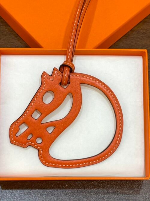 187 Factory Bag Charm Images Orange Swift Leather Paddock Cheval Charm