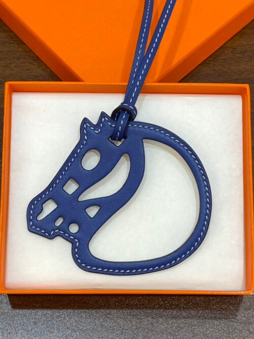 187 Factory Bag Charm Price Paddock Cheval Charm Swift Leather Blue Electric