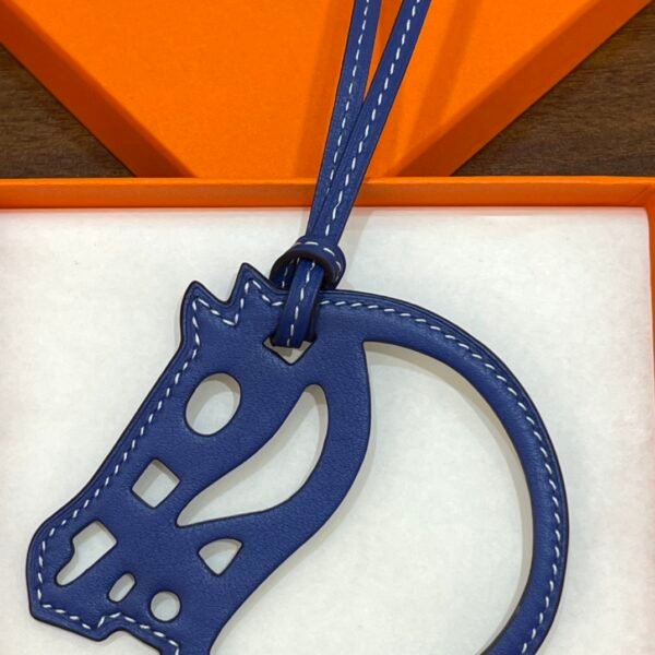 187 Factory Bag Charm Price Paddock Cheval Charm Swift Leather Blue Electric