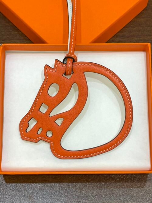 187 Factory Bag Charm Images Swift Leather Orange & Craie Paddock Cheval Charm