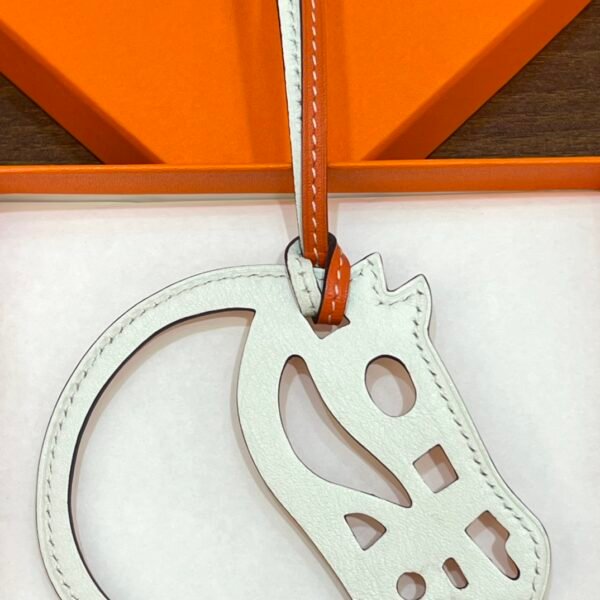 187 Factory Bag Charm Images Swift Leather Orange & Craie Paddock Cheval Charm