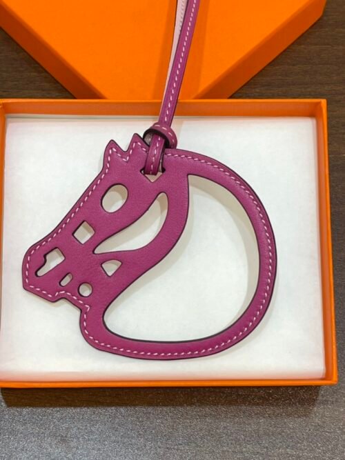 187 Factory Bag Charm Price Rose Sakura & Rose Purple Swift Leather Paddock Cheval Charm