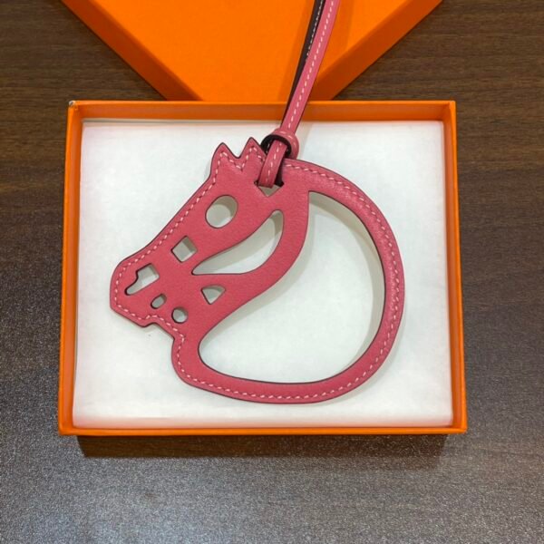 187 Factory Bag Charm Images Rose Lipstick & Rouge H Swift Leather Paddock Cheval Charm