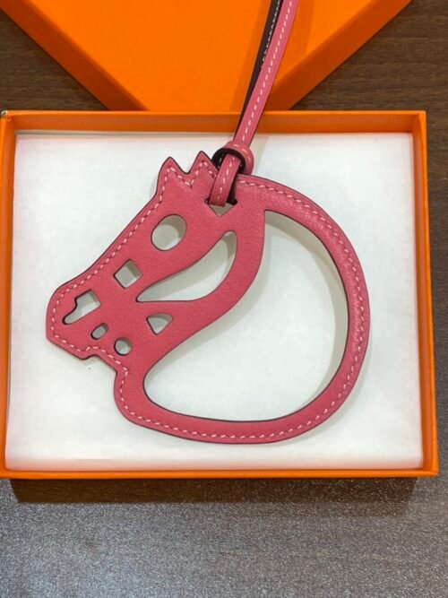 187 Factory Bag Charm Images Rose Lipstick & Rouge H Swift Leather Paddock Cheval Charm