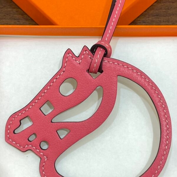187 Factory Bag Charm Images Rose Lipstick & Rouge H Swift Leather Paddock Cheval Charm