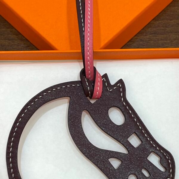 187 Factory Bag Charm Images Rose Lipstick & Rouge H Swift Leather Paddock Cheval Charm