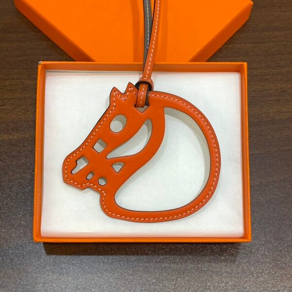 187 Factory Bag Charm Price Paddock Cheval Charm Swift Leather Orange & Etoupe