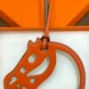 187 Factory Bag Charm Price Paddock Cheval Charm Swift Leather Orange & Etoupe