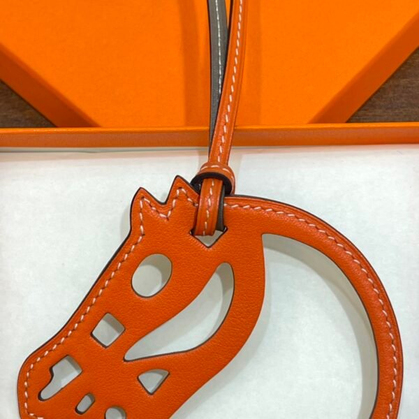 187 Factory Bag Charm Price Paddock Cheval Charm Swift Leather Orange & Etoupe