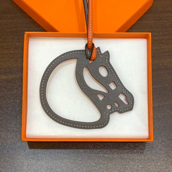 187 Factory Bag Charm Price Paddock Cheval Charm Swift Leather Orange & Etoupe