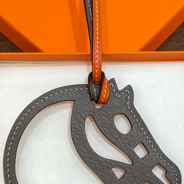 187 Factory Bag Charm Price Paddock Cheval Charm Swift Leather Orange & Etoupe