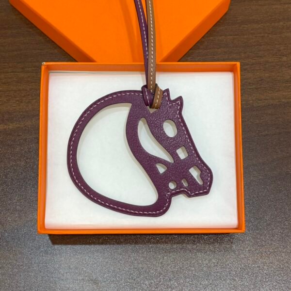 187 Factory Bag Charm Images Violet & Gold Swift Leather Paddock Cheval Charm