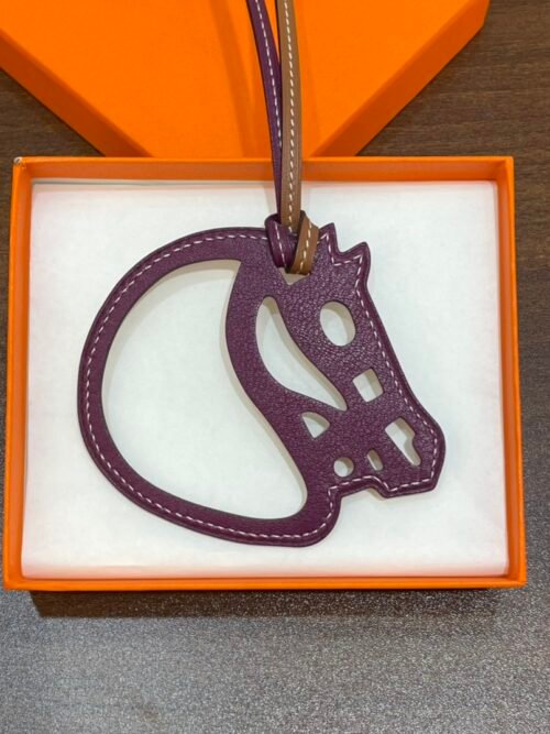 187 Factory Bag Charm Images Violet & Gold Swift Leather Paddock Cheval Charm