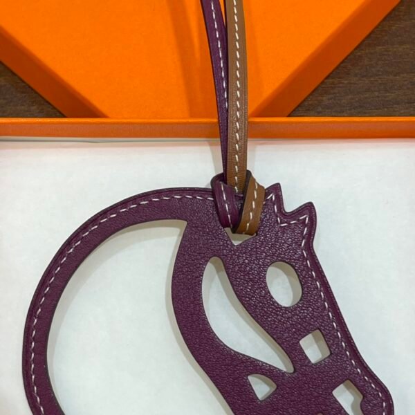 187 Factory Bag Charm Images Violet & Gold Swift Leather Paddock Cheval Charm