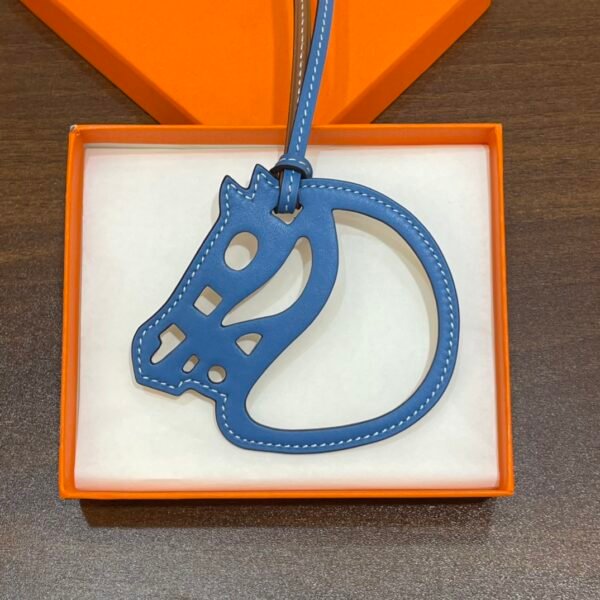 187 Factory Bag Charm Images Gold & Blue Azteque Swift Leather Paddock Cheval Charm