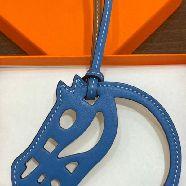 187 Factory Bag Charm Images Gold & Blue Azteque Swift Leather Paddock Cheval Charm