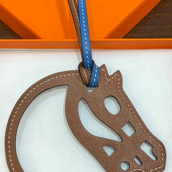 187 Factory Bag Charm Images Gold & Blue Azteque Swift Leather Paddock Cheval Charm