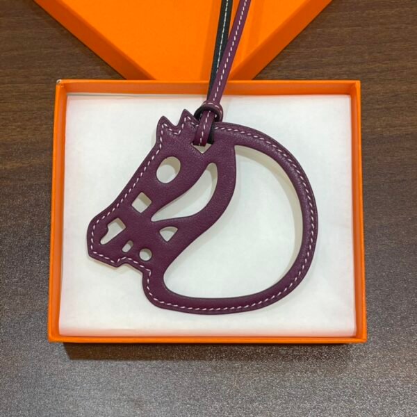 187 Factory Bag Charm Images Violet & Noir Swift Leather Paddock Cheval Charm