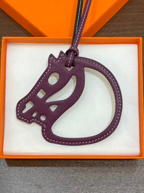 187 Factory Bag Charm Images Violet & Noir Swift Leather Paddock Cheval Charm