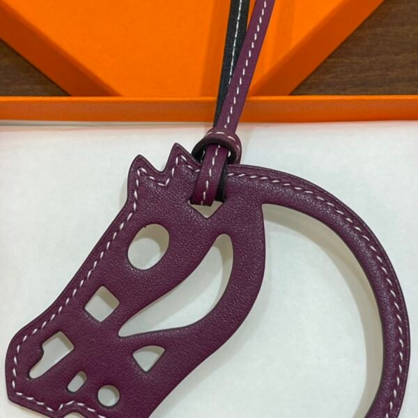 187 Factory Bag Charm Images Violet & Noir Swift Leather Paddock Cheval Charm