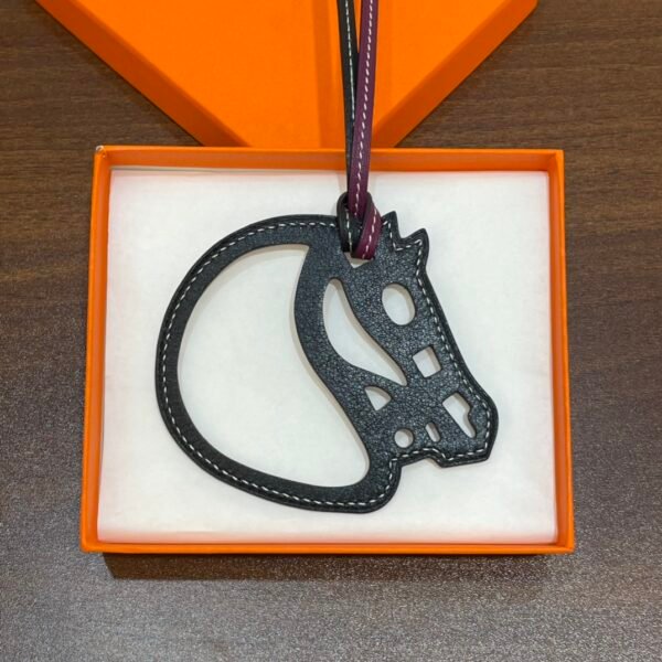187 Factory Bag Charm Images Violet & Noir Swift Leather Paddock Cheval Charm