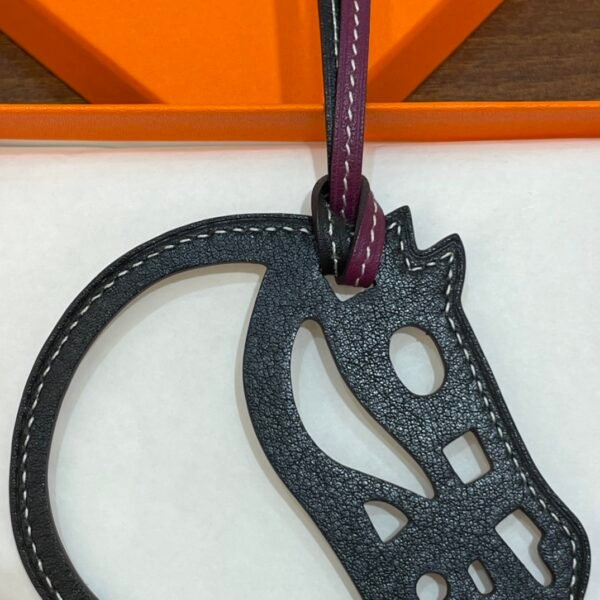 187 Factory Bag Charm Images Violet & Noir Swift Leather Paddock Cheval Charm