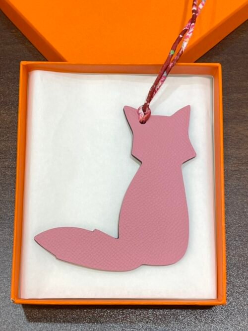 Hong Kong 187 Factory Fox Bag Charm Rose Confetti Epsom & Dark Coffee Togo Leather